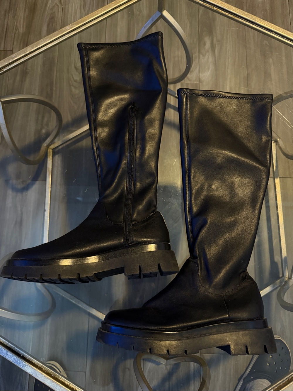 Black Knee-High Boots w/Chunky Soles